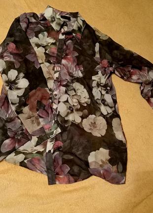 Прозрачная блуза с цветочным принтом1 фото