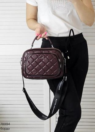 Женская стильная и качественная сумка из эко кожи на 2 отдела бордо4 фото