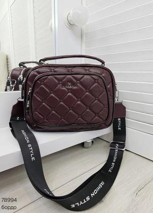 Женская стильная и качественная сумка из эко кожи на 2 отдела бордо1 фото