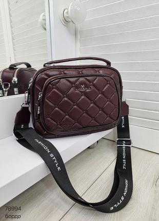 Женская стильная и качественная сумка из эко кожи на 2 отдела бордо6 фото
