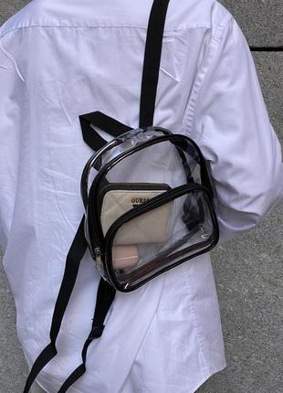 Жіночий рюкзак прозорий маленький чорний3 фото