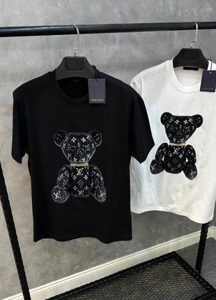 Футболка в стиле louis vuitton белая черная коттон