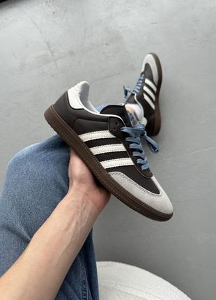 Женские кеды adidas samba brown grey white5 фото