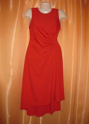 Нарядное приталенное красное платье длинное миди за коленки закрытое удобное тянется эластичное2 фото