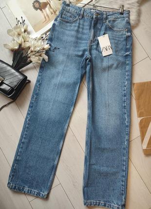 Прямые джинсы с высокой посадкой zara, 32, 36р, оригинал7 фото