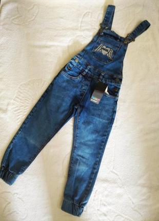 Комбинезон детский джинсовый для девочки, рост 98 (3года)