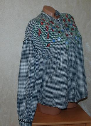 Блуза принтованая бренда debenhams с элементами вышивки 
  / 100% хлопок жатка/свободный крой/2 фото
