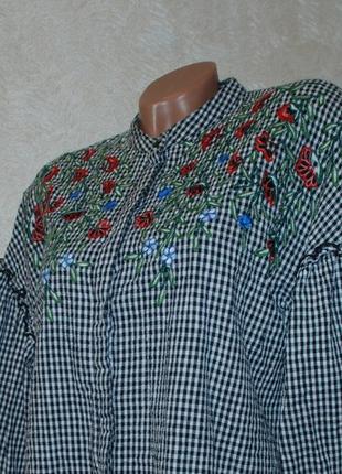 Блуза принтованая бренда debenhams с элементами вышивки 
  / 100% хлопок жатка/свободный крой/8 фото