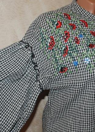 Блуза принтованая бренда debenhams с элементами вышивки 
  / 100% хлопок жатка/свободный крой/7 фото