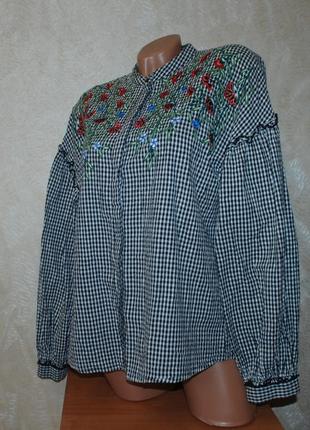Блуза принтованая бренда debenhams с элементами вышивки 
  / 100% хлопок жатка/свободный крой/5 фото