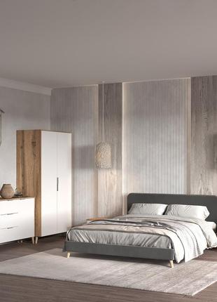 Комплект меблів в спальню хюгге з 4 позицій дуб тахо/білий