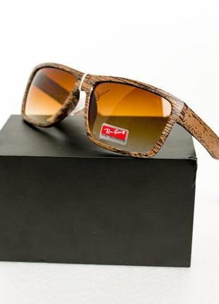 Очки солнцезащитные ray ban wayfarer коричневые  с текстурой д...