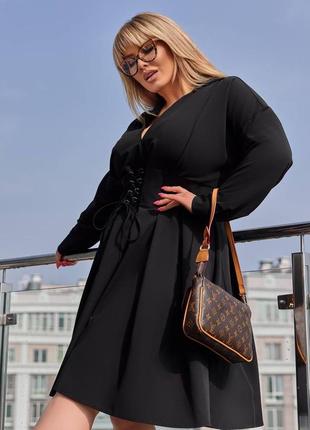 Платье черное 
свободное с корсетом с кольцами женское4 фото