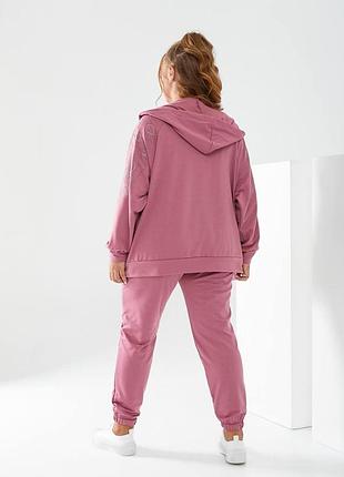Жіночий спортивний костюм кофта на блискавці + штани на манжетах із двонитки великих...