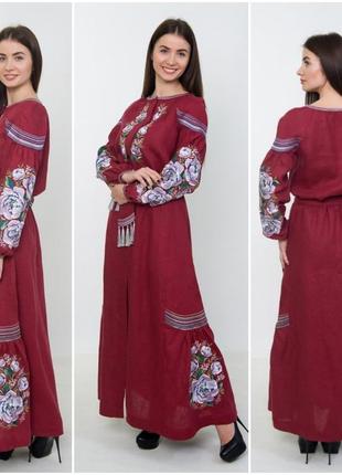 4530д розкішна натуральна вишиванка вишита сукня в стилі бохо на 100% льоні1 фото