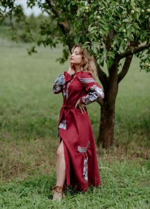 4530д розкішна натуральна вишиванка вишита сукня в стилі бохо на 100% льоні6 фото