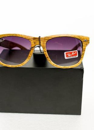 Очки солнцезащитные ray ban wayfarer коричневые  с текстурой д...