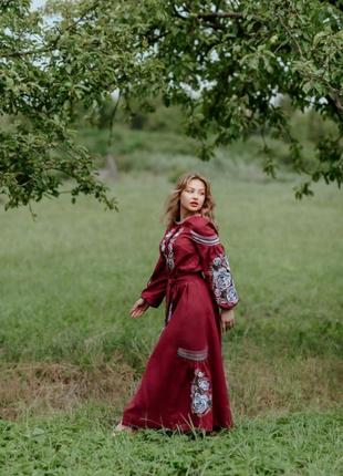 4530д розкішна натуральна вишиванка вишита сукня в стилі бохо на 100% льоні9 фото