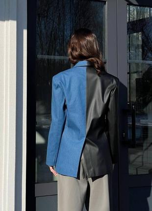 Комбинированный пиджак оверсайз женский2 фото
