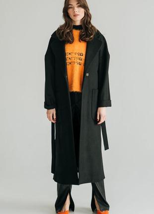 Черное женское пальто-халат season грэйс3 фото