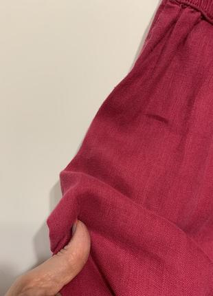 Малиновая юбка из льна4 фото