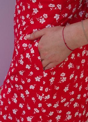 Міді плаття дора season червоне в дрібну квіточку3 фото