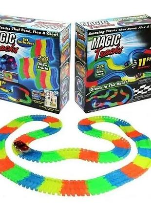 Светящийся авто трек magic track конструктор со светом гоночная трасса