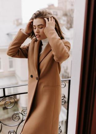 Жіноче стильне пальто season бери кольори кемел1 фото