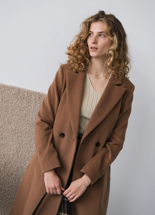 Жіноче пальто season дібрати бежевого кольору4 фото