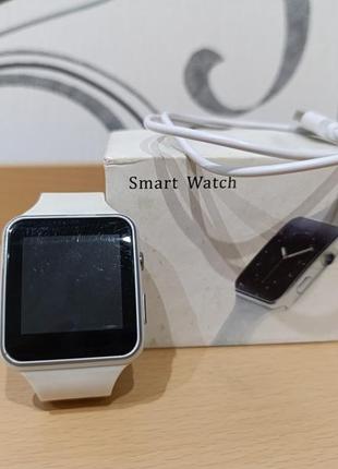 Розумний смарт годинник smart watch x6 white з камерою сім android ios1 фото