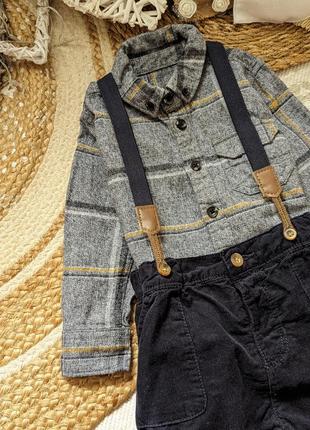 Набір сорочка штани з підтяжками next на 2 роки 92 см на хлопчика2 фото