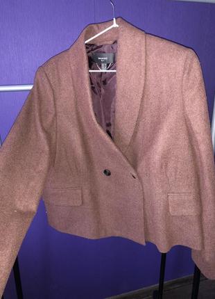 Пиджак классика коричневый mango шерсть1 фото