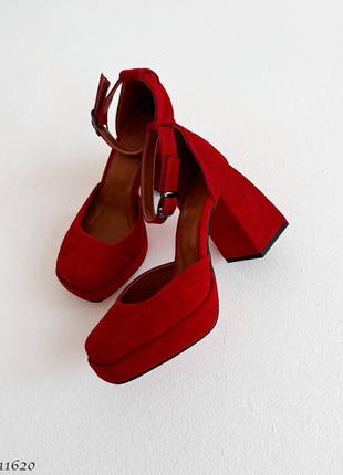 Красные замшевые босоножки /туфли5 фото