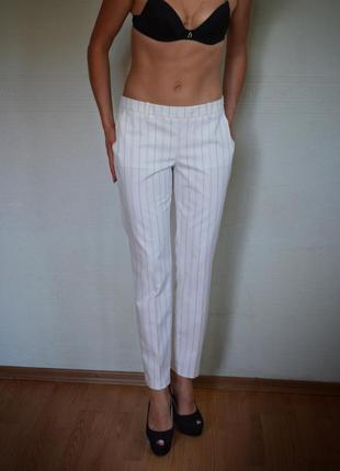 Брюки бриджи mexx 29 m l белые в полоску бежевые штаны классические класичні білі джинсы