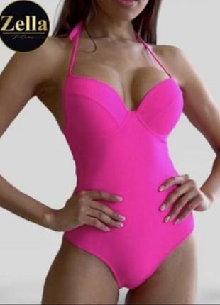 Малиновий купальник р.eur 38 чашка 75-80 d суцільний