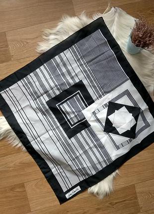 Платок  косынка. винтаж брендовый gim renoir черно-белый,геометрический принт