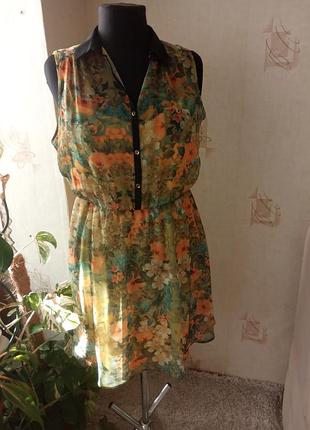 Шифоновое платье, в цветы