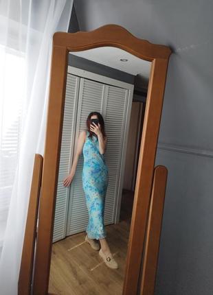 Винтажное элегантное макси платье с шаликом xs/s6 фото