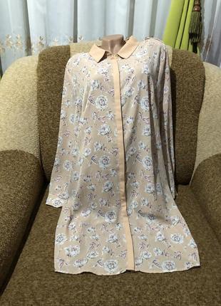 Подовжена шифонова блуза-сорочка, розмір 56-58
