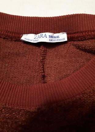 Zara шоколадный свитшот укороченный свободный с широкими рукавами оверсайз2 фото