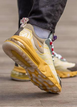 Мужские кроссовки nike air max 270 react x travis scott beige 40-41-42-43-44-455 фото