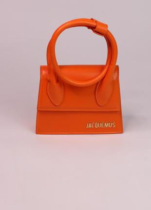 Жіноча сумка jacquemus le chiquito noeud orange, женская сумка, жакмюс помаранчевого кольору