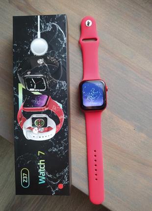 Smart watch series 7 z37, 44 mm aluminium, голосовой вызов, беспроводная зарядка, red