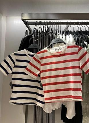 Супер качество ! тельняшка хлопковая укороченная футболка zara майка топ в полоску зара