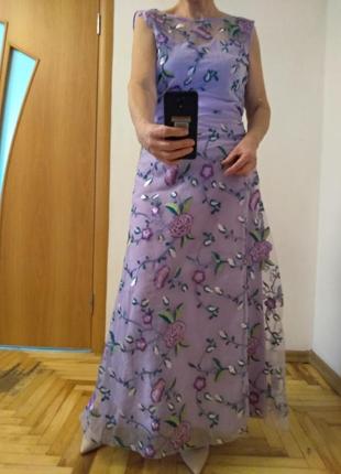 Нежное очень красивое платье в пол с вышивкой, размер 8-102 фото