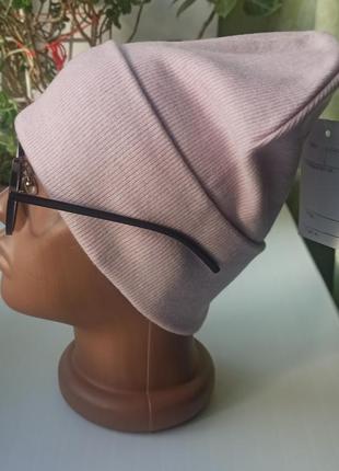 Нова гарна шапка з ангорою (утеплена флісом) рожева пудра