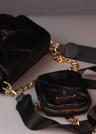 Жіноча сумка prada black женская сумка, брендова сумка prada black2 фото
