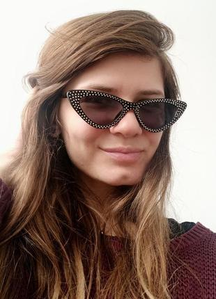 Нові гарні сонцезахисні окуляри лисички, чорні1 фото