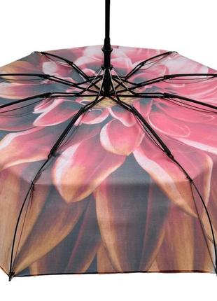 Жіноча парасоля напівавтомат з принтом квітки від toprain на 9 спиць, помаранчева ручка, 0703-17 фото
