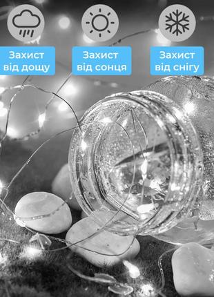 Гирлянда светодиодная конский хвост garlandopro 200led роса 2м 10 линий белый